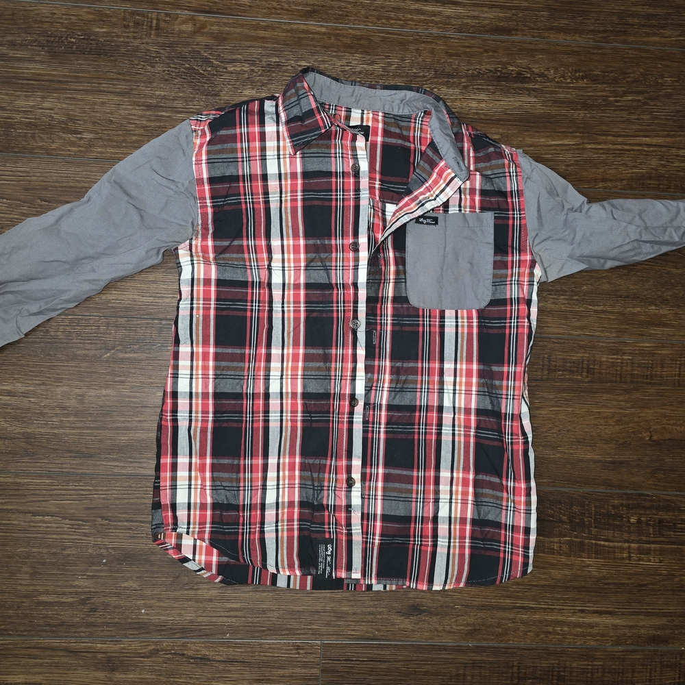 LRG Red and Gray Plaid Button Down Shirt